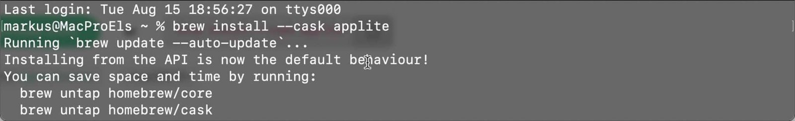 Homebrew über die grafische Oberfläche verwalten 15 Installation von Homebrew applite