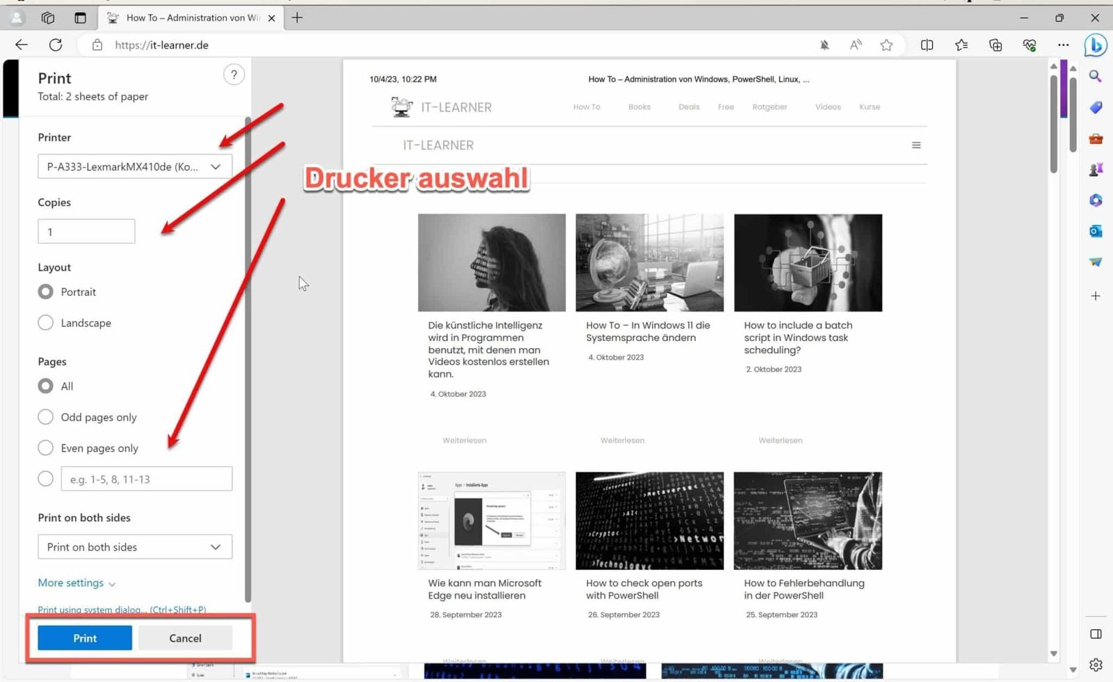 Im Edge-Browser eine Webseite drucken 5 Webseite im Edge Browser drucken