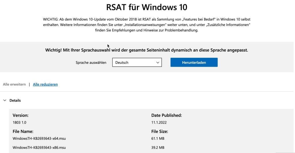 Wie man die RSAT Tools unter Windows 11 installiert 16 RSAT für Windows 10 downloaden