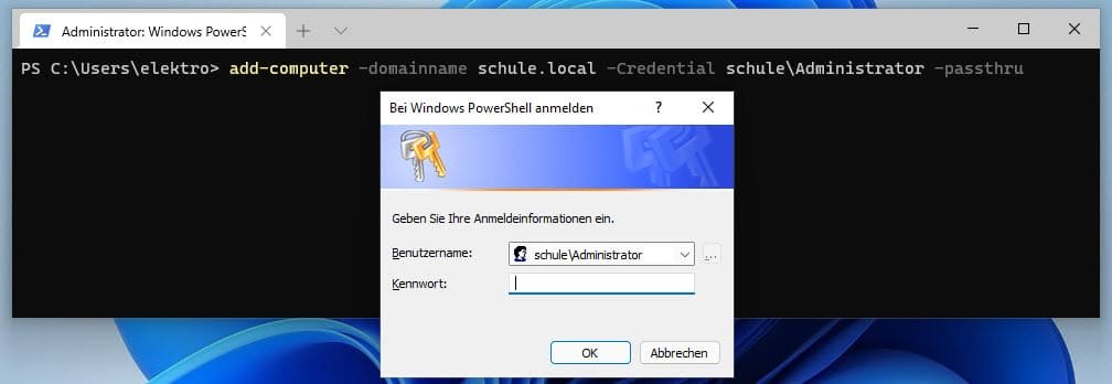 Computer per PowerShell zur Domäne hinzufügen 6 Add-Computer mit der Powershell