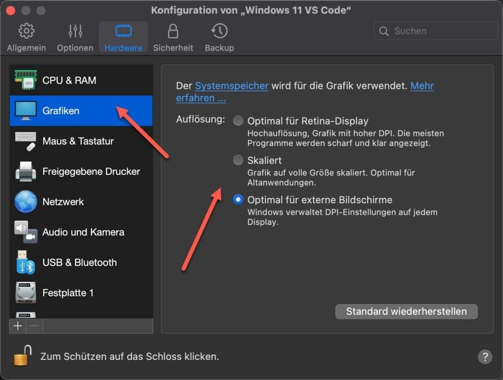 Beste Methode zum Windows auf Mac m2 installieren 18 Parallels Desktop Einstellungen Grafik
