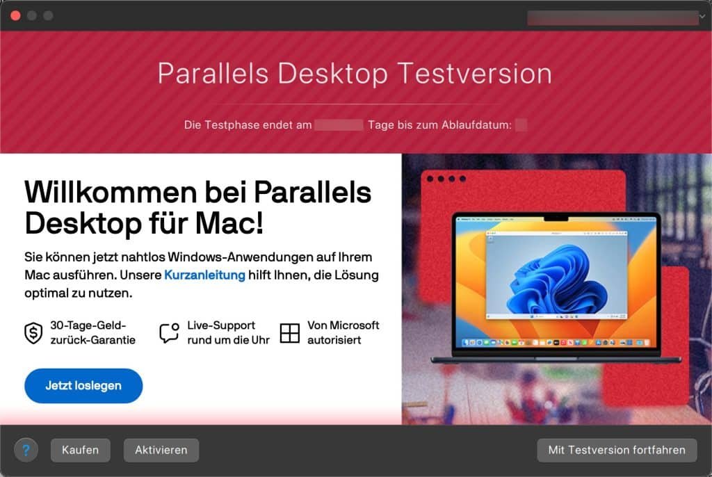 Beste Methode zum Windows auf Mac m2 installieren 14 Parallels Desktop Testversion