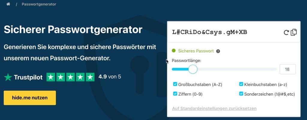 Ein einfacher Passwortgenerator Online kostenlos 14 Passwortgenerator online kostenlos hide.me