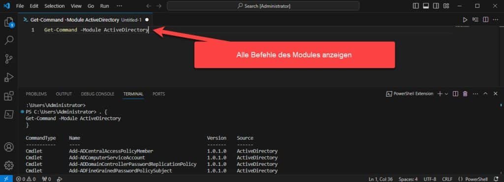 Das PowerShell Module Active Directory installieren 14 PowerShell Module Active Directory