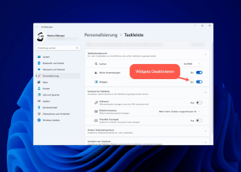Widgets in Windows 11 deaktiviert