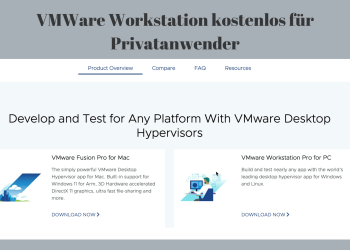 VMware Workstation kostenlose für Privatanwender