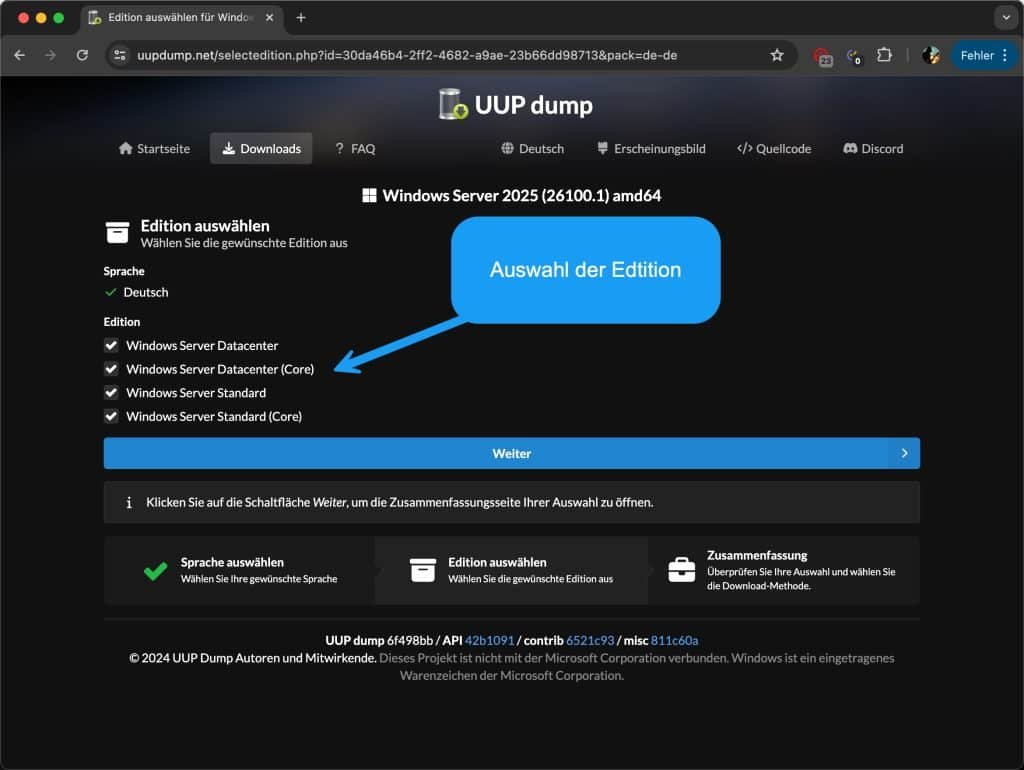 Windows Server 2025 auf MacBook installieren 14 Windows Server 2025 auf MacBook installieren - Edition wählen