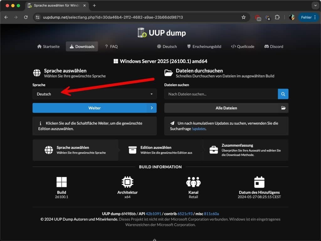 Windows Server 2025 auf MacBook installieren 13 Windows Server 2025 auf MacBook installieren - Sprache wählen