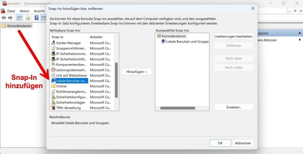 Microsoft Management Konsole Snap In