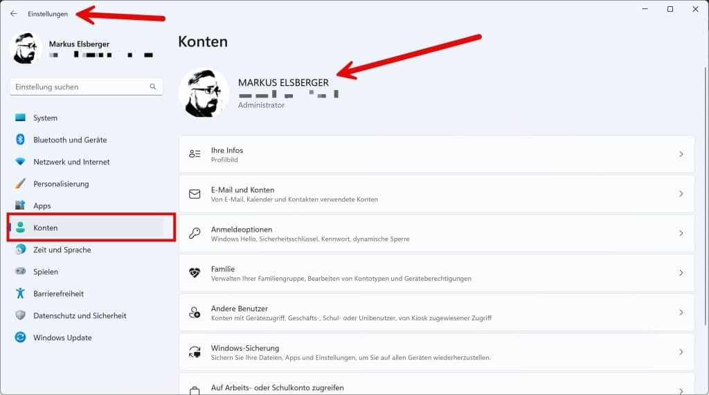 Windows 11 Benutzernamen ändern