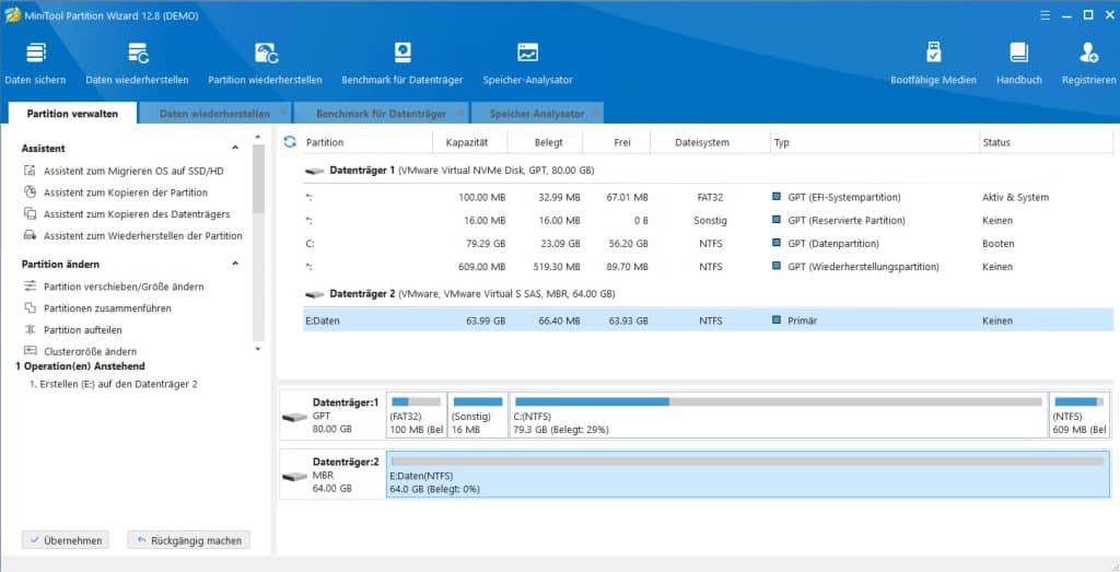 Festplatten einrichten mit dem MiniTool Partition Wizard 13 Übersicht - Partition Wizard
