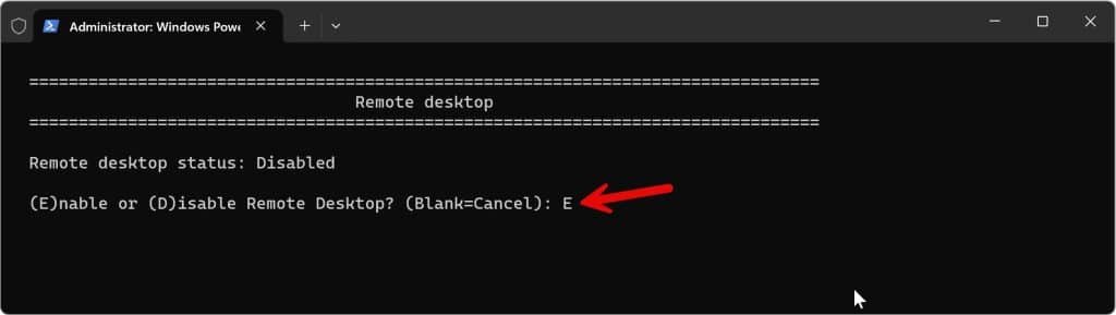 Mit dem Befehl sconfig den Windows-Server einrichten. 13 sconfig - Remote Desktop aktivieren