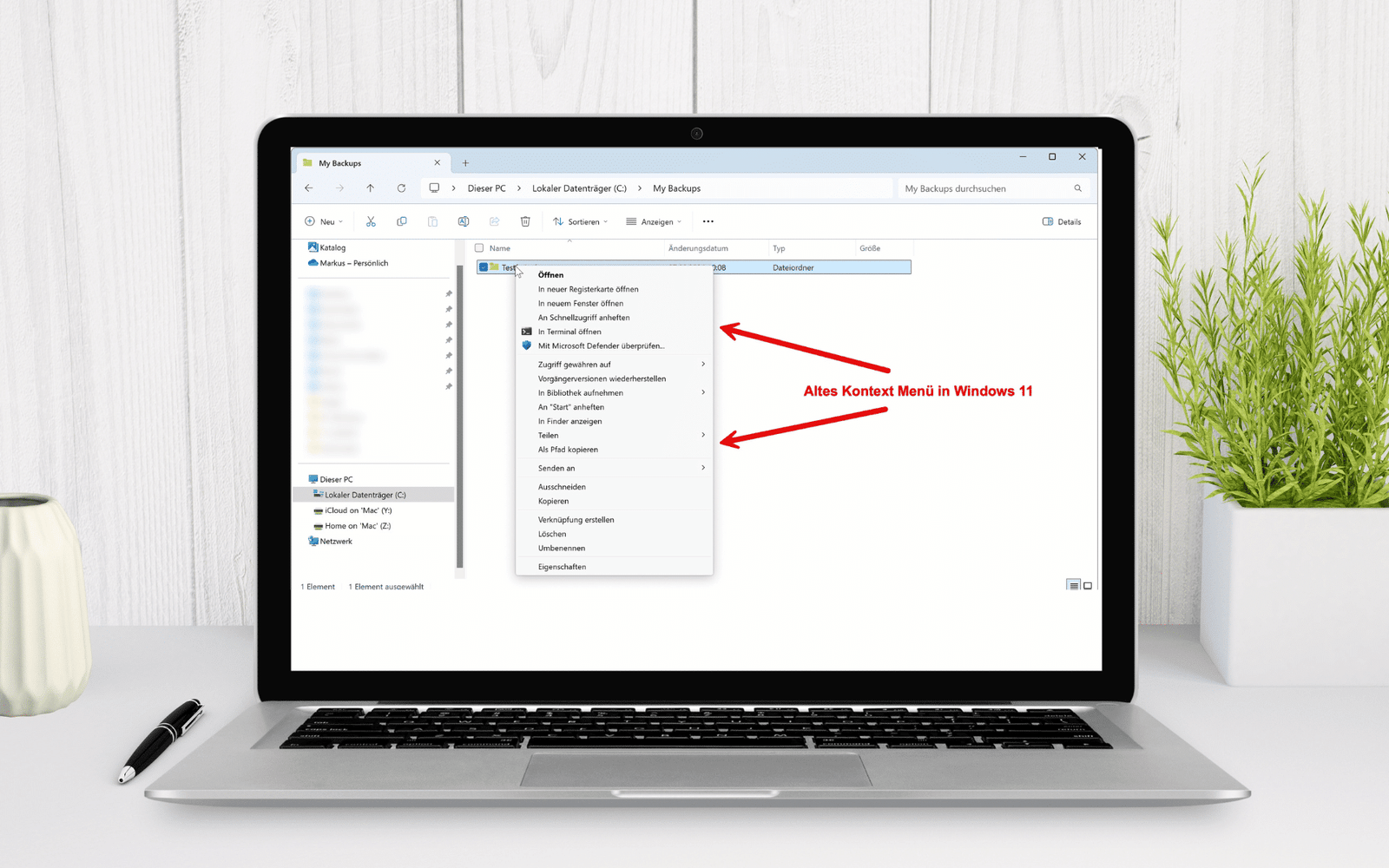 Windows altest kontextmenü erhalten