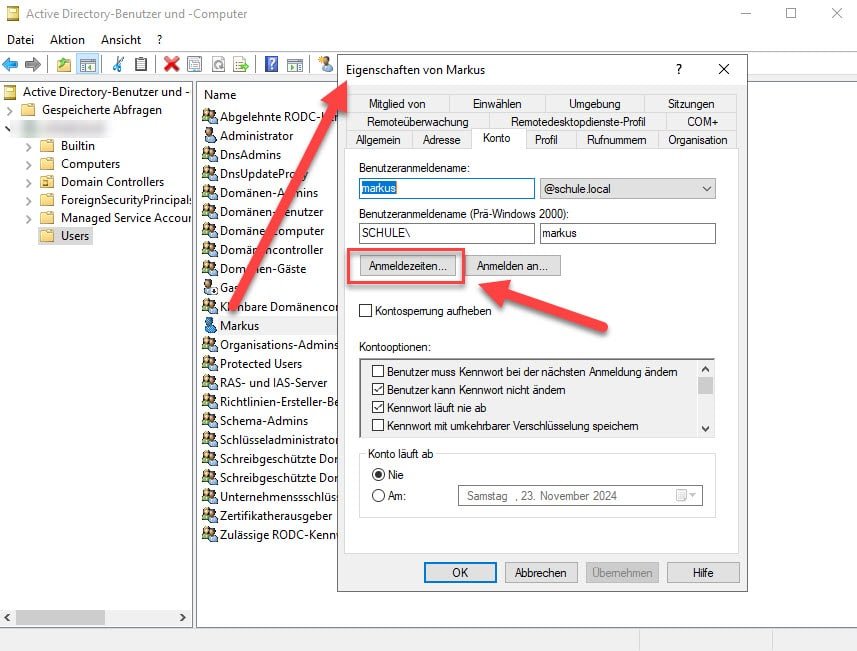 Anmeldezeit eines Benutzers in Active Directory anpassen 13 Anmeldezeit eines Benutzers in Windows Active Directory anpassen