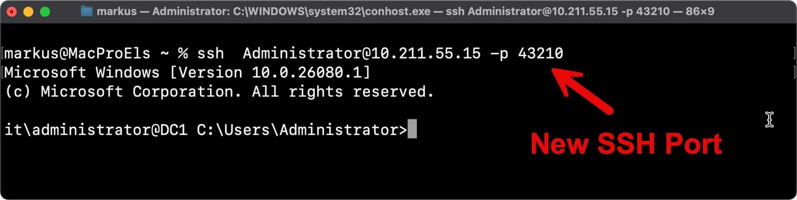Windows Server 2025 über SSH administrieren 23 Windows Server 2025 über SSH administrieren - Verbindung mit geänderten Port