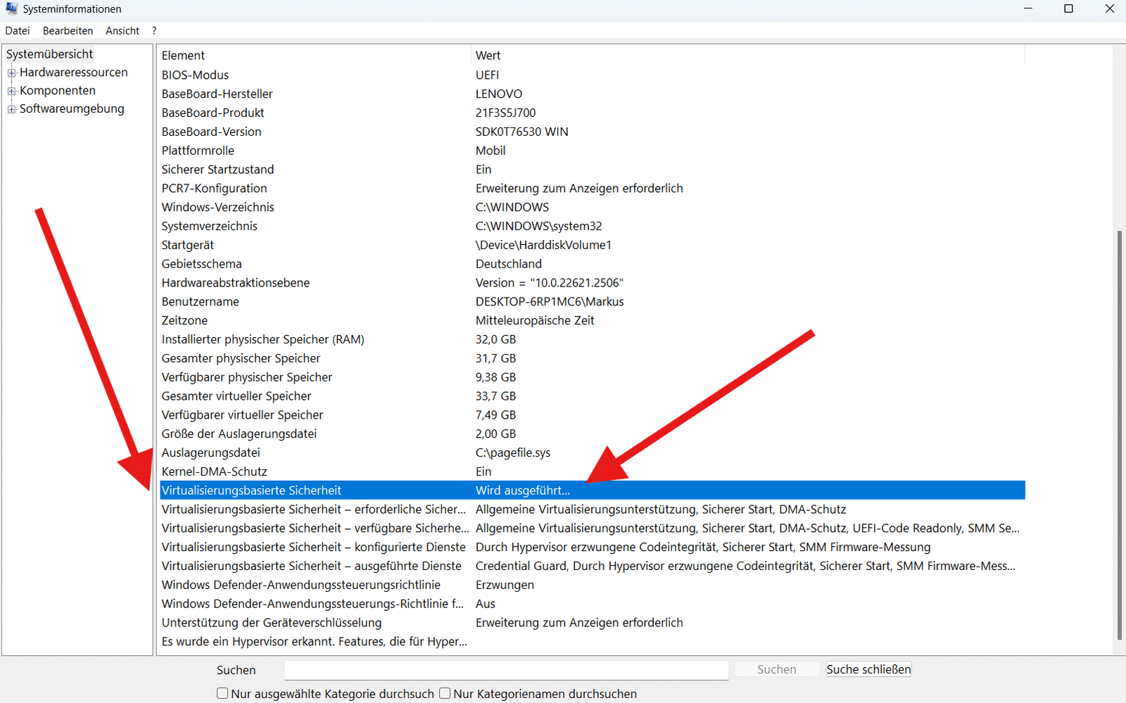 Virtualisierungsbasierte Sicherheit unter Windows: Ein Überblick 14 Prüfen ob die Virtualisierungsbasierte Sicherheit aktiv ist