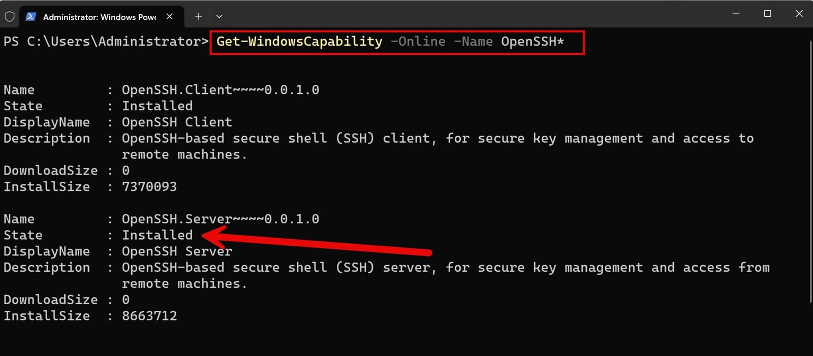 Windows Server 2025 über SSH administrieren 14 Installation von OpenSSH am Windows Server 2025 prüfen