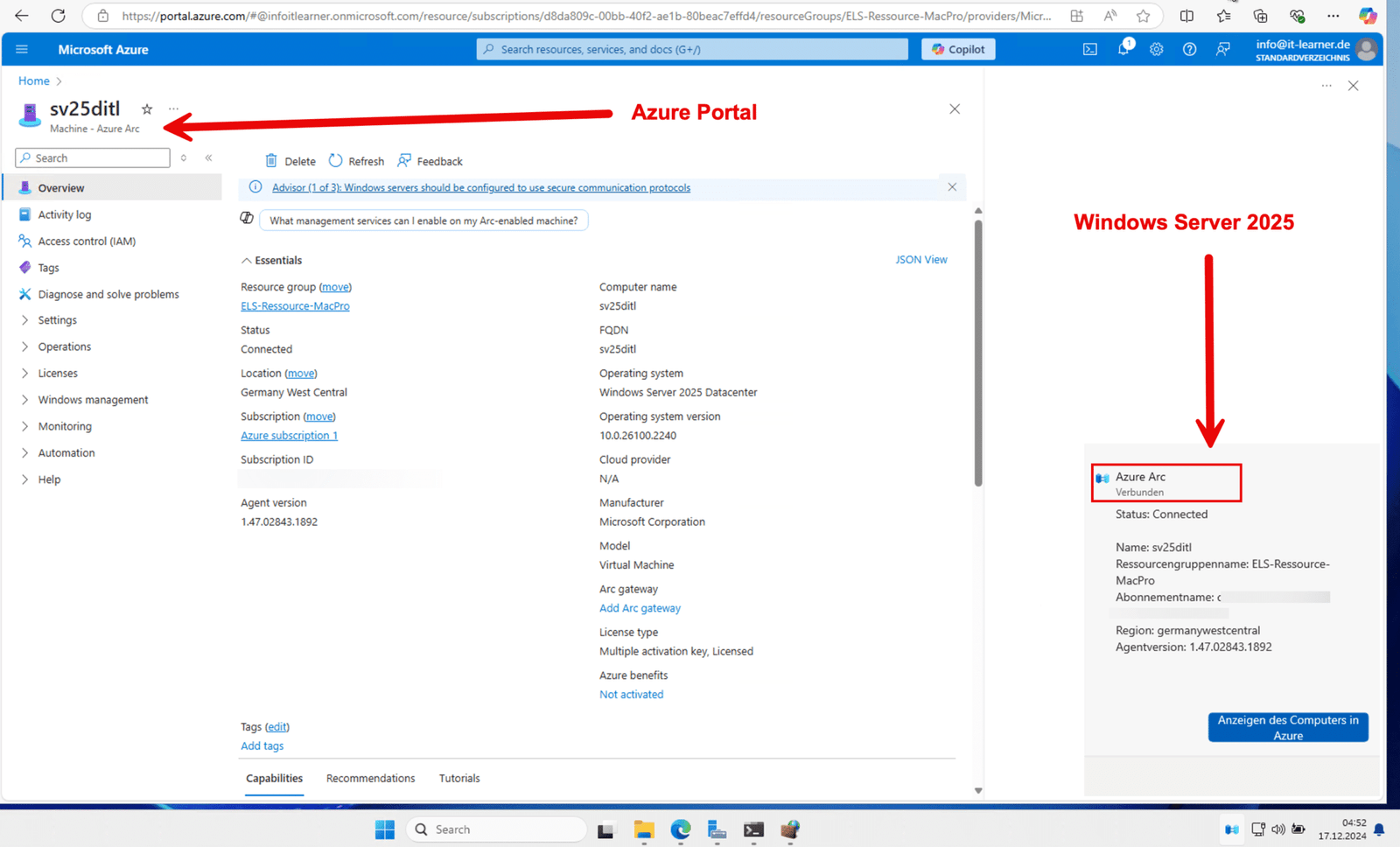 Was ist Azure Arc: Deine Brücke zwischen On-Premises und Cloud-Management 17 Was ist Azure Arc - Azure Arc Verküpfung am Server