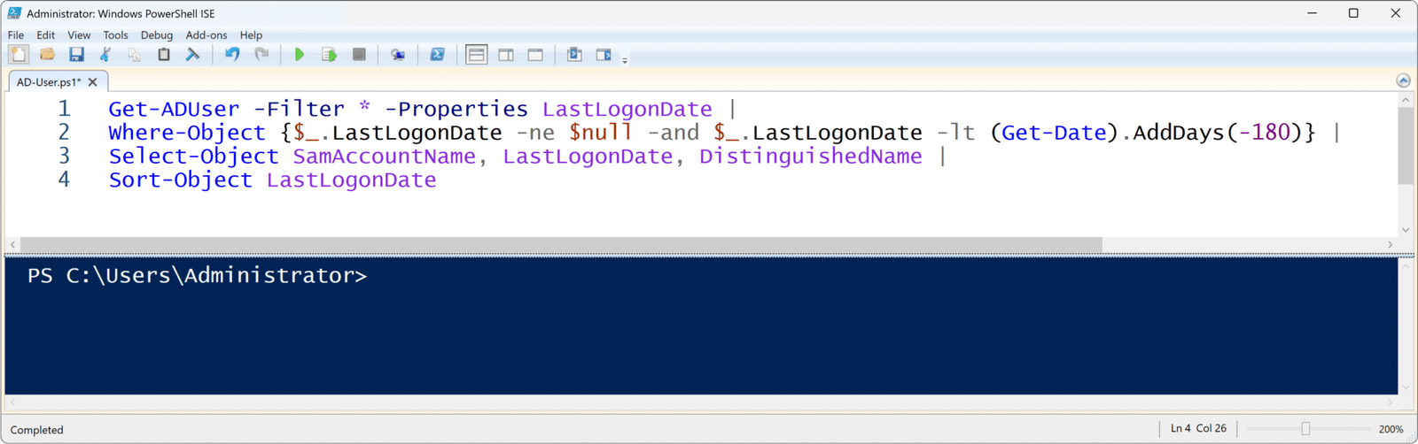Einfach Active Directory Benutzer löschen, welche seit mehr 180 Tagen inaktiv sind. 13 Active Directory Benutzer nach dem letzten Login aufrufen