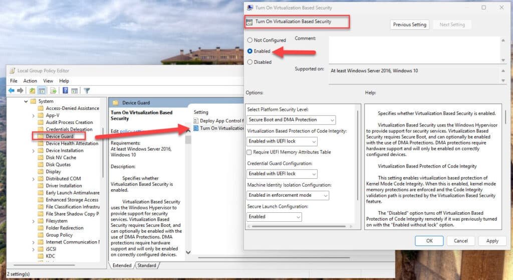 Windows Defender Credential Guard in Windows 11 einrichten 14 Windows Defender Credential Guard in Windows 11 - Gruppenrichtlinien aktivieren