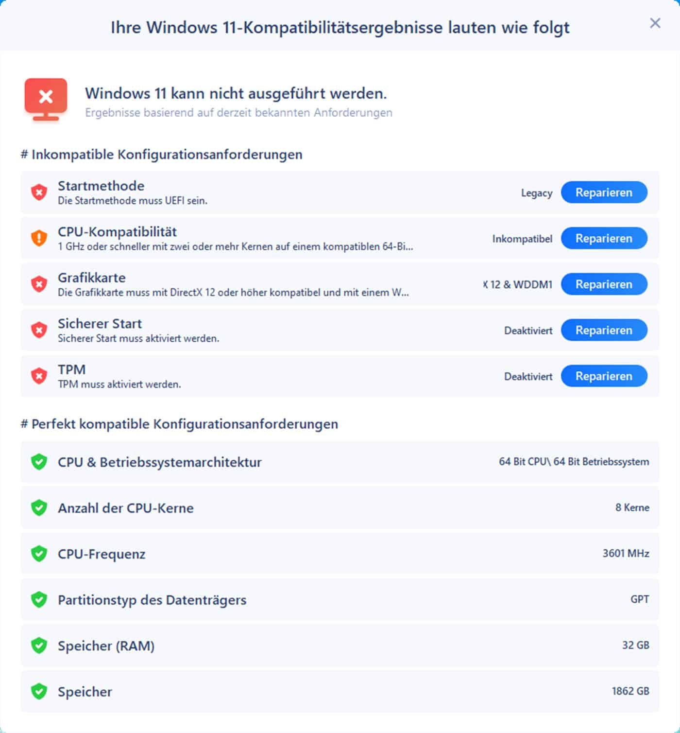 EaseUS Windows 11 Upgrade Checker: Dein Weg zu Windows 11 13 EaseUS Windows 11 Upgrade Checker - Ergebnisse prüfen