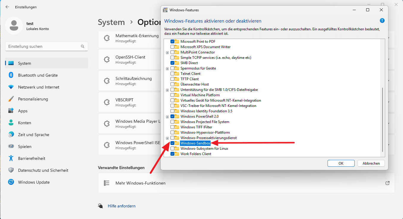 Windows 11 Sandbox aktivieren – So geht man vor! 13 Windows 11 Sandbox aktivieren - optionale Features