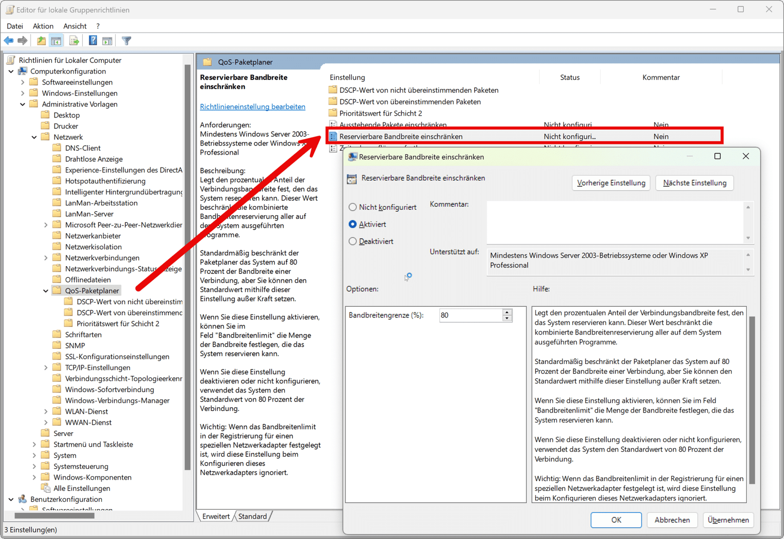 QoS unter Windows 11: Funktionsweise und Deaktivierung 13 QoS deaktivieren per Gruppenrichtlinien