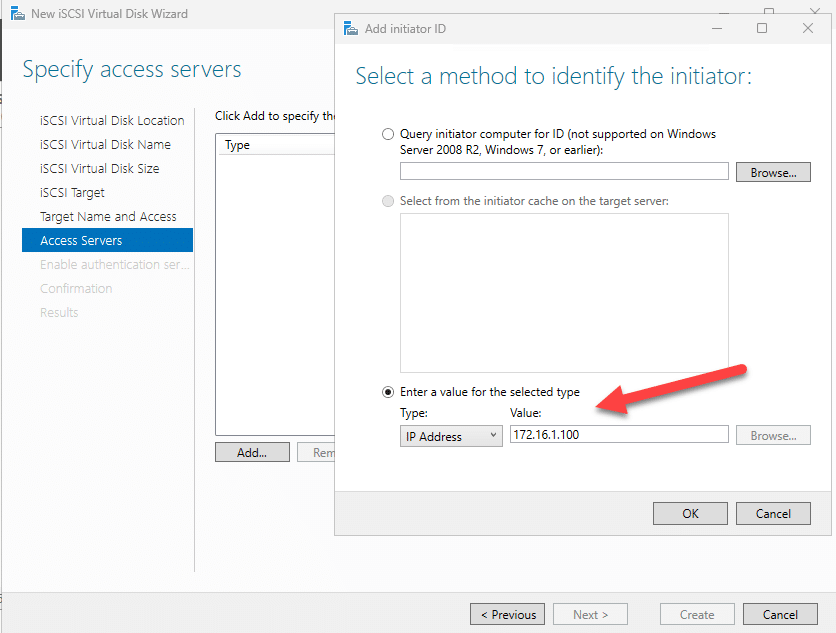 Einrichtung eines iSCSI Server unter Windows Server 2025 14 Angabe der ISCSI-Targets über deren IP-Adresse
