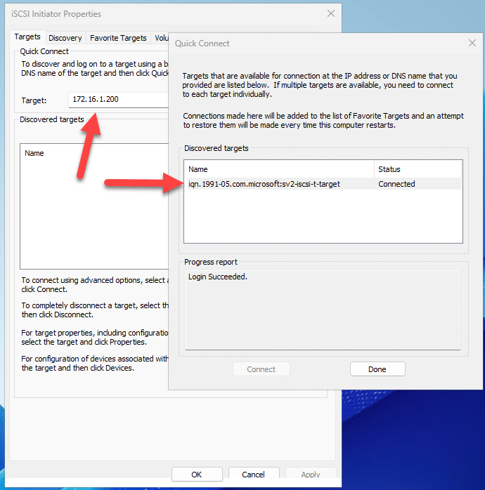 Einrichtung eines iSCSI Server unter Windows Server 2025 15 ISCSI-Initiator am Windows Server 2025