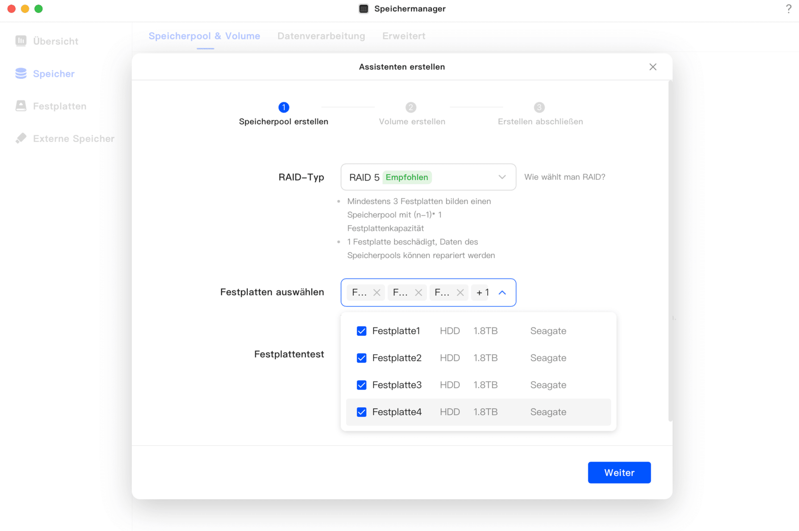 Effiziente Datenspeicherung mit der UGreen NAS DXP4800Plus 21 Ugreen NAS - RAID Level 5 mit allen HDDs einrichten