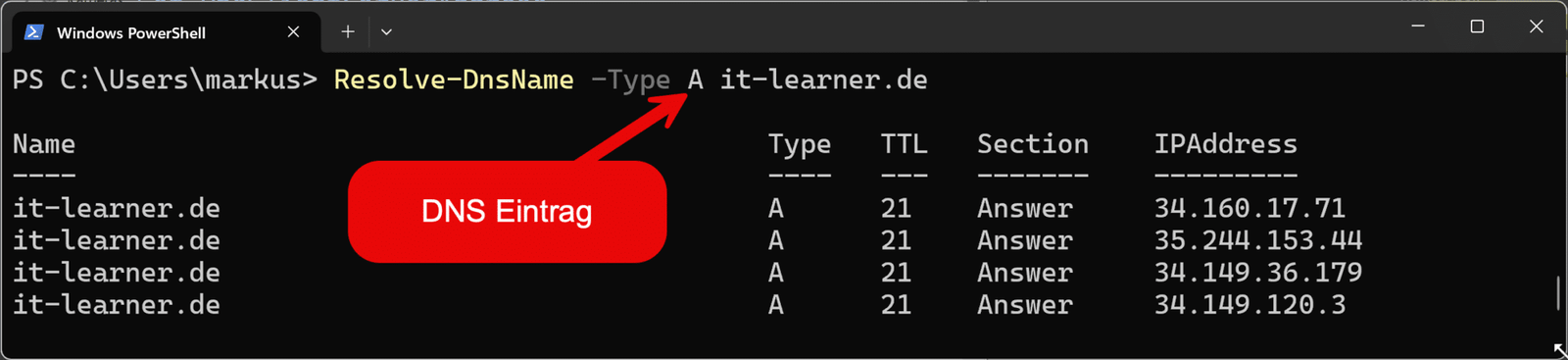 Was ist ein DNS Eintrag und welche wichtigen gibt es? 14 DNS Eintrag - A Record anzeigen lassen