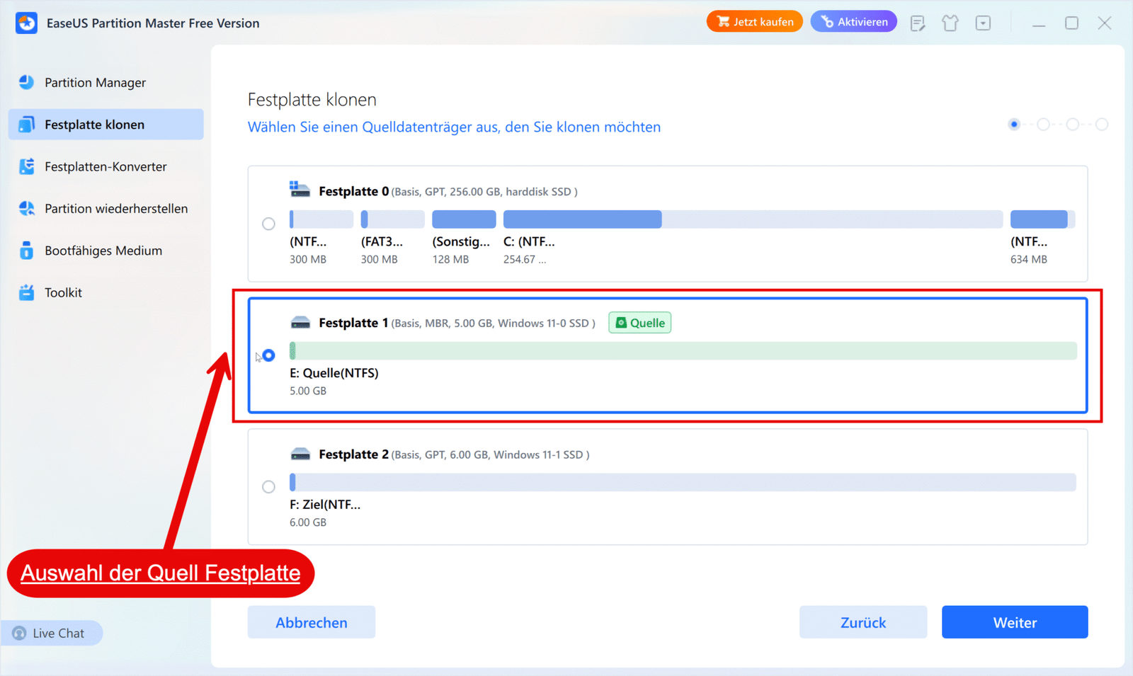 Daten sicher umziehen: So kannst du eine Festplatte kostenlos klonen 13 EaseUS Partition Manager - Festplatte klonen