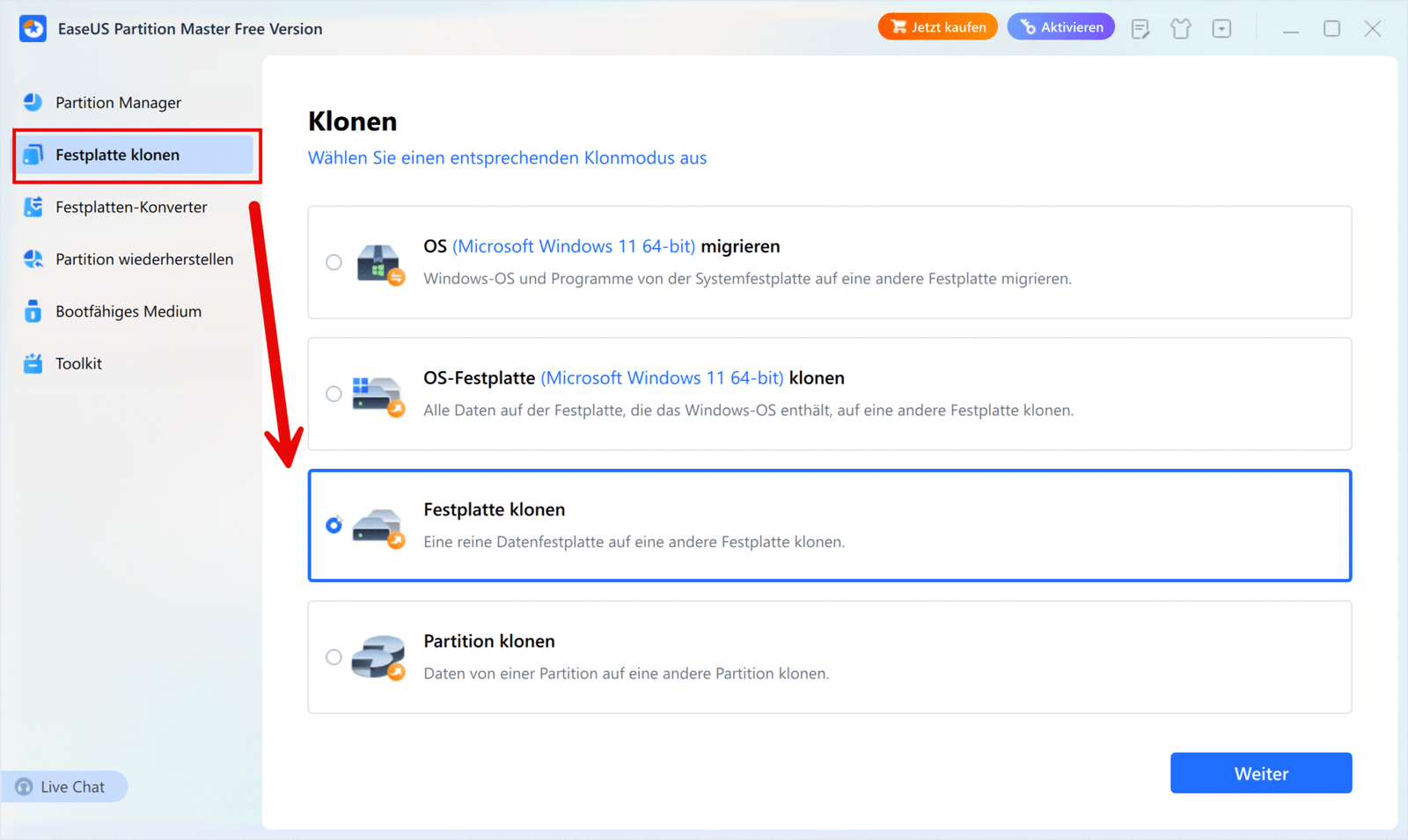 Daten sicher umziehen: So kannst du eine Festplatte kostenlos klonen 12 EaseUS Partition Manager Festplatte Klonen scaled