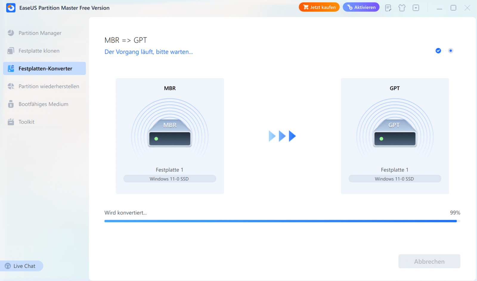 MBR zu GPT konvertieren ohne Datenverlust – So funktioniert’s unter Windows 14 MBR zu GPT konvertieren ohne Datenverlust - mit EaseUS Partition Manager