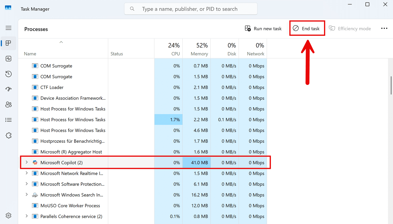 So aktivierst du die „Task beenden“-Schaltfläche in der Taskleiste unter Windows 11 14 Windows 11 Task End - Task Manager