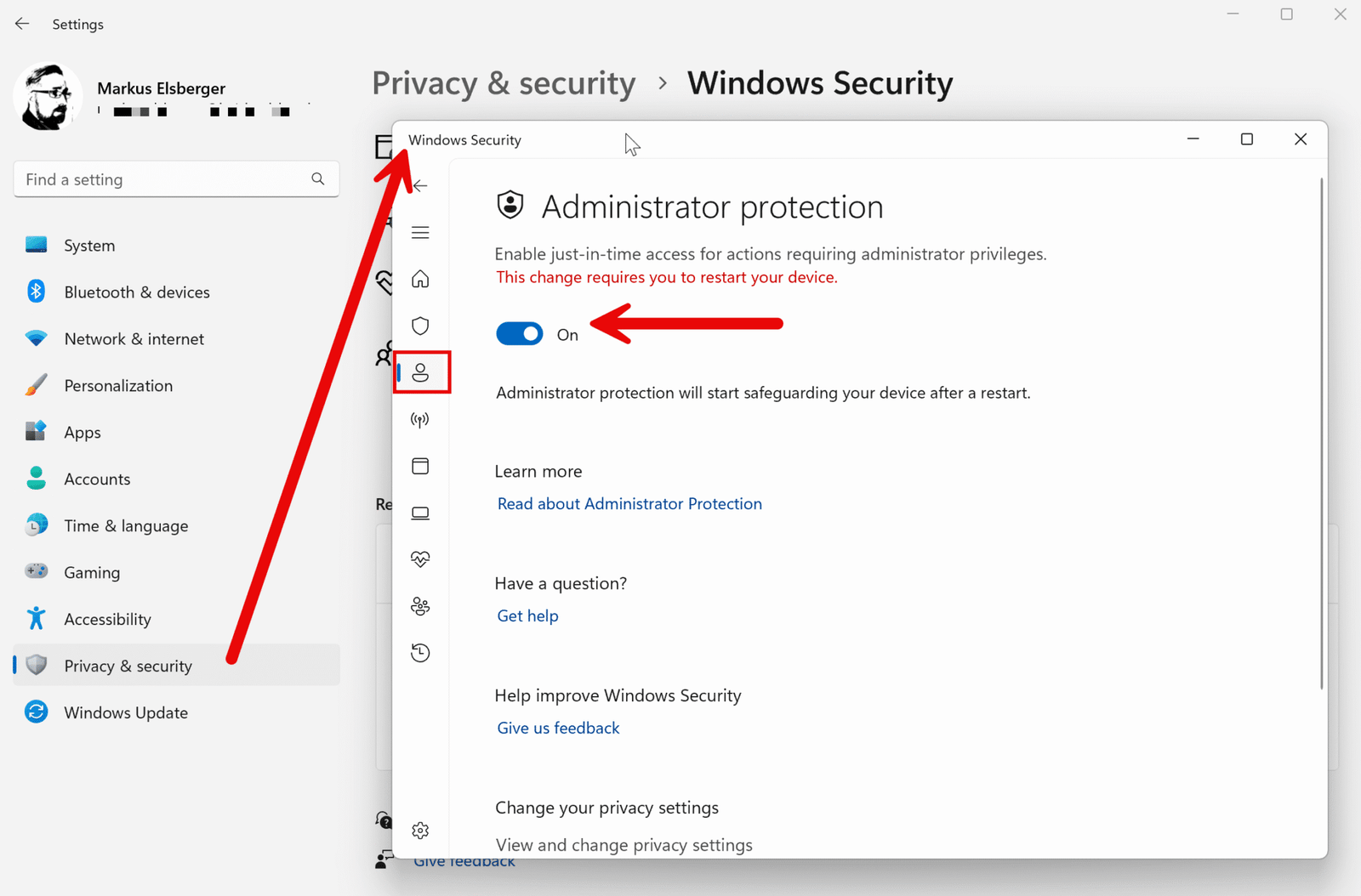 Administrator Protection in Windows 11 – Mehr Sicherheit für lokale Administratoren 13 Administrator Protection Windows 11 mit der GUI aktivieren