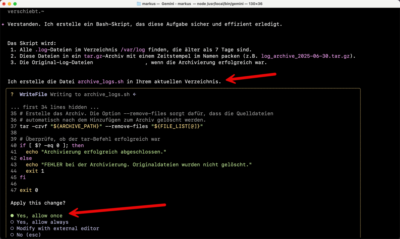 Was ist die Gemini CLI – und wie kannst du sie als IT-Administrator nutzen? 16 Gemini CLI - Beispiel BASH Script erstellen