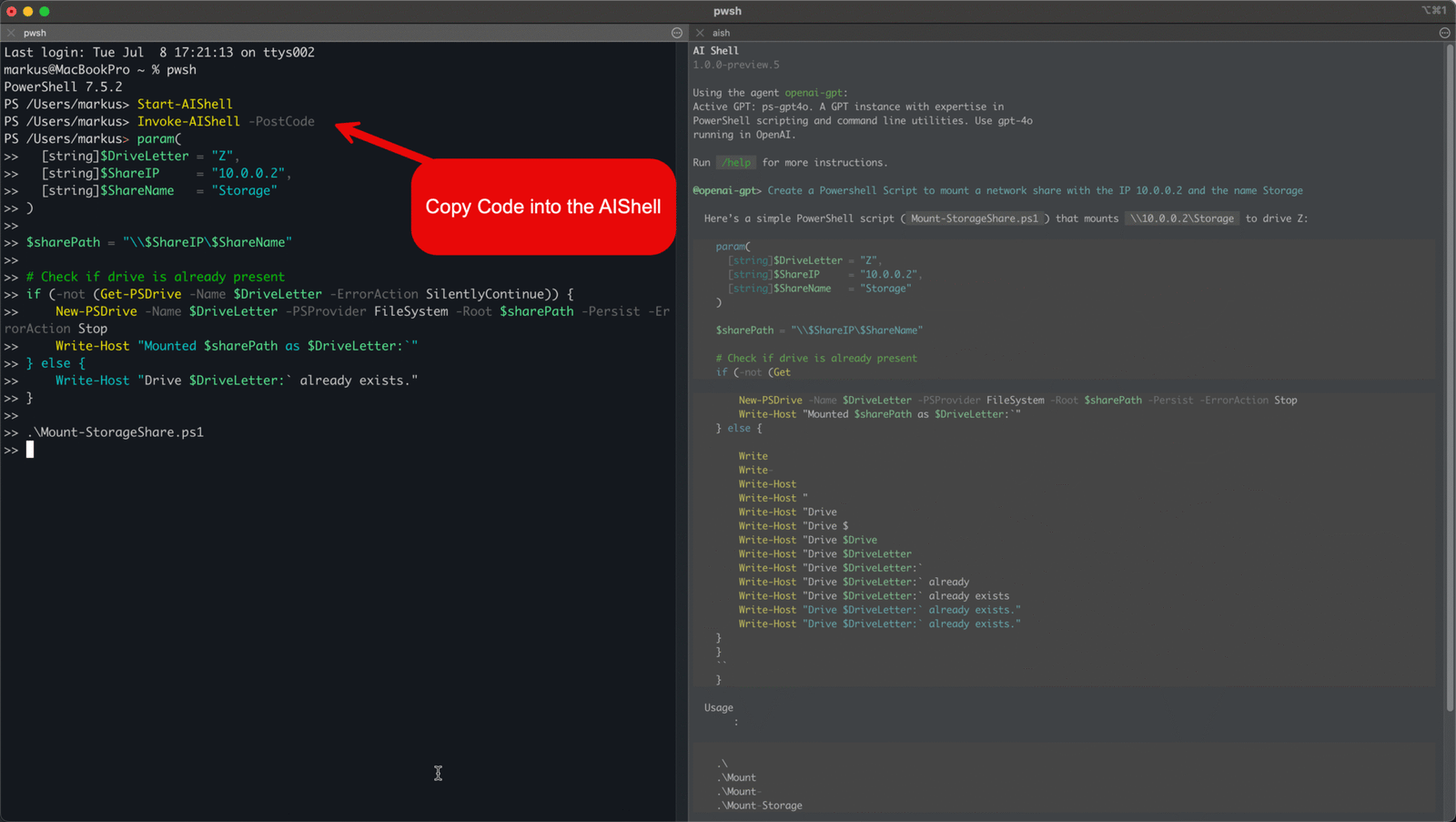 AI Shell Preview 5 veröffentlicht – Verbesserte macOS-Unterstützung 14 Use the new Cmdlet: Invoke-AIShell
