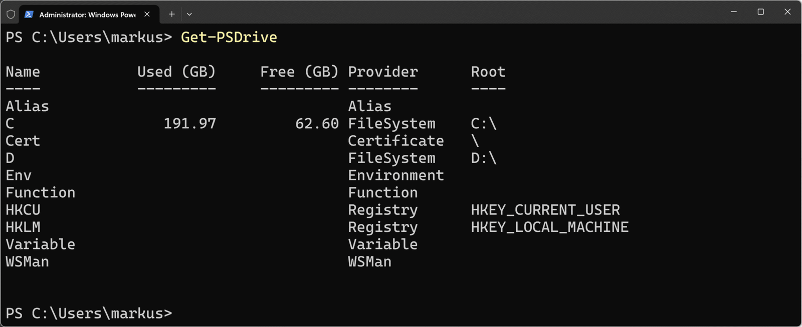 PowerShell Laufwerk wechseln – So einfach navigierst du zwischen Verzeichnissen und Laufwerken 3 PowerShell Laufwerk wechseln - Get-PSDrive